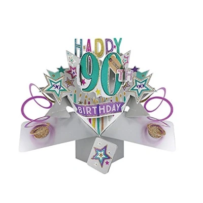 Obrázek Suki Gifts POP166 Pop Up Grusskarte, 90. Geburtstag, mehrfarbig
