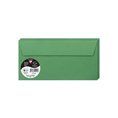Obrázek Clairefontaine 5595C balení s 20 obálkami pyl, formát DL, 110 x 220 mm, 120 g, ideální pro korespondenci a pozvánky, jedlová zelená, 1
