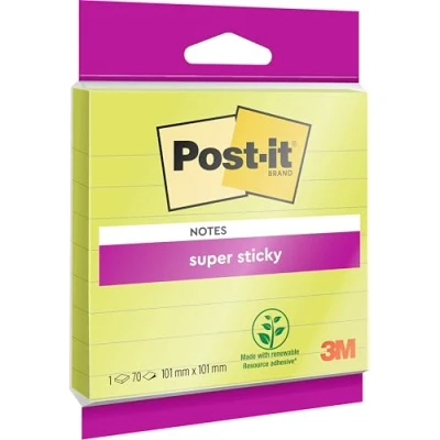 Obrázek Post it Poznámkové bločky ve velkém formátu, zelené, linkované, 70 listů, 101 mm x extra silně lepicí poznámkový blok pro seznamy úkolů a vzpomínky