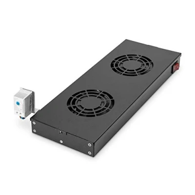 Obrázek DIGITUS Jednotka ventilátoru 19&quot; 1HE montáž do racku nebo střechy pro VarioFLEX skříně 2x ventilátor termostat černá