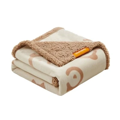 Obrázek Feandrea vodotěsná deka pro psy, sherpa fleece malé a středně velké kočky, 127 x 101 cm, L, lze prát v pračce, ochrana oboustranného potahu na pohovku, béžová PPB050K01