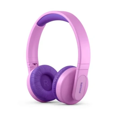 Obrázek Dětská sluchátka Philips TAK4206PK/00, nastavitelná hlasitost, přes uši pro děti, doba přehrávání 28 hodin, design vhodný růžová se světly, jedna velikost