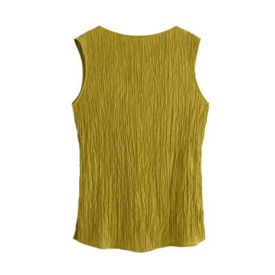 Obrázek Lindex Crinkled Sleeveless Blůza, Ženy, Velikost: 48/50, Dusty green