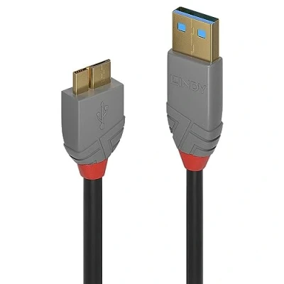 Obrázek LINDY 36765 0.5m USB 3.0 Typ A an Micro B Kabel, Anthra Line
