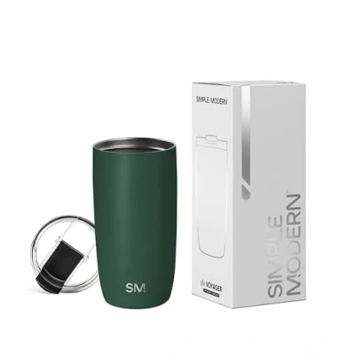 Obrázek Simple Modern Cestovní hrnek na kávu pohárek pití se sklápěcím víčkem Izolovaný led z ušlechtilé oceli Dárky pro ženy a muže Kolekce Voyager 470 ml Forest