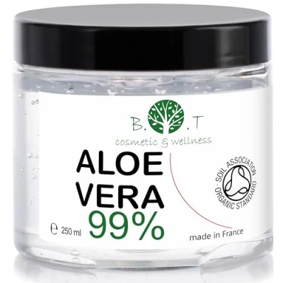 Obrázek Bio Aloe Vera gel 100% přírodní hydratační krém na obličej a tělo Péče o suchou pokožku spálení vlasový netestován zvířatech, 250 ml