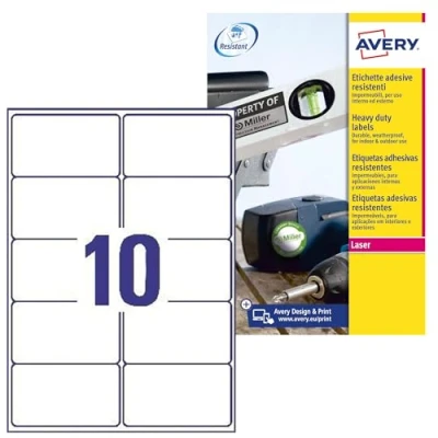 Obrázek Avery L7992 25 odolné přepravní štítky (10 kusů na list, 99,1 x 57 mm) 250 etiket bílé