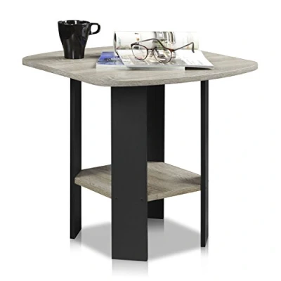 Obrázek Furinno Simple Design Beistelltisch, holz, Französische Eiche Grau/Schwarz, 50.8 x 49.78 cm
