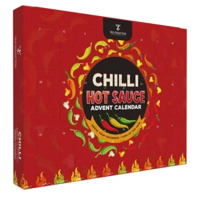 Obrázek adventní kalendář 2023 s horkou omáčkou 24denní chilli omáčka pro muže, sada Hot omáček, bez čokolády, ženy, Challenge Sauce (červená)