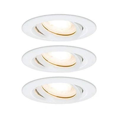 Obrázek Paulmann 92898 Nova Plus LED Vestavné svítidlo IP65 kulaté výkyvné 3x7W stmívatelné bodové světlo GU10 bílá matná bodová základní sada 3dílná vestavná lampa 2700 K