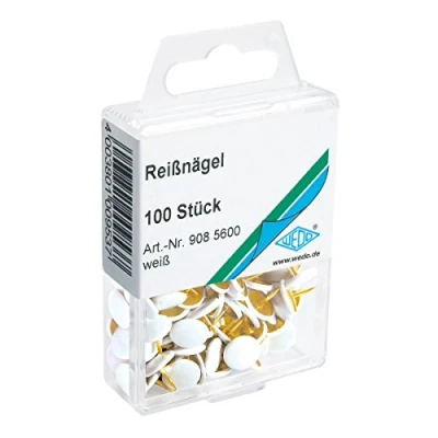 Obrázek Wedo 9085600 připínáčky (průměr hlavy 10 mm, nepropustné zapouzdřené) 100 kusů, bílé