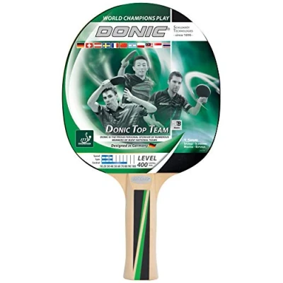 Obrázek Donic Schildkröt pálka na stolní tenis Top Team 400, anatomická rukojeť, 1,5 mm houba, Jade obložení ITTF, 715041