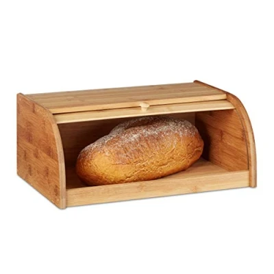 Obrázek Relaxdays Brotkasten Bambus HBT: 16,5 x 40 27,5 cm Rollbrotkasten für aromadichte Brot Aufbewahrung Brotkiste mit Rolldeckel als Brottrommel oder Brotwächter Brötchen und Gebäck, natur