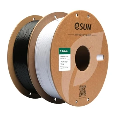 Obrázek eSUN PLA Filament 1,75 mm, ePLA vysoká rychlost struna pro 3D tiskárny, přesnost rozměru +/ 0,03 1 kg na cívku, 2 cívky tisk High Speed Filament, studená bílá+černá