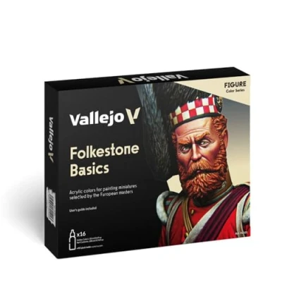 Obrázek Vallejo, Acryl, 070101 Farbset, Folkstone Basics, 16 x 17 ml, Beige/Blau/Braun/Gold/Grün/Grau/Orange/Rot/Silber/Gelb