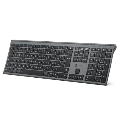 Obrázek iClever Teclado y Ratón Bluetooth BK23 QWERTY Español Inalámbrico para Mac Con Batería Recargable Tamaño Completo Delgado Multidispositivo Multi OS Gris