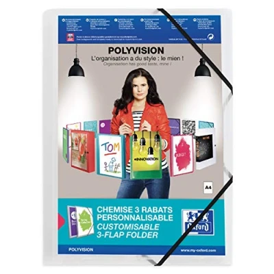 Obrázek Oxford Plastové rohové desky polyvision A4, 3 skládačky, bezbarvé, balení 12 ks