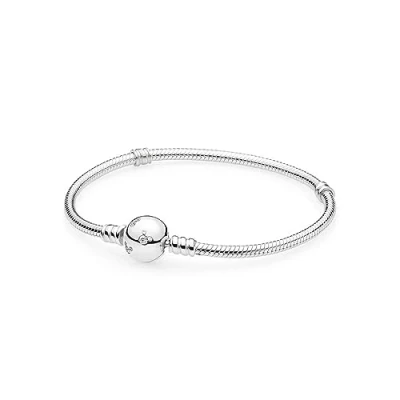 Obrázek Pandora, Disney, Pandora Moments Sparkling Mickey Mouse Snake Chain Bracelet, Mincovní stříbro, Kubická zirkonie