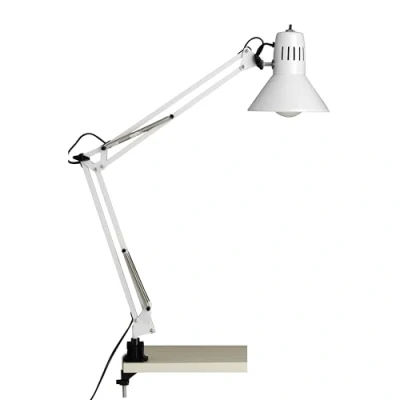 Obrázek BRILLIANT lampa Hobby S klipem na psací stůl bílá 1x A60, E27, vhodné pro běžné lampy (není součástí dodávky) tlačítkovým spínačem hlavě svítidla