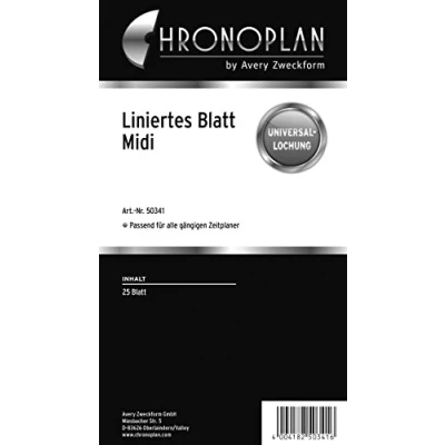 Obrázek Chrono plán 50341 formuláře Linkovaných listy Midi, 25 listů, Bílá