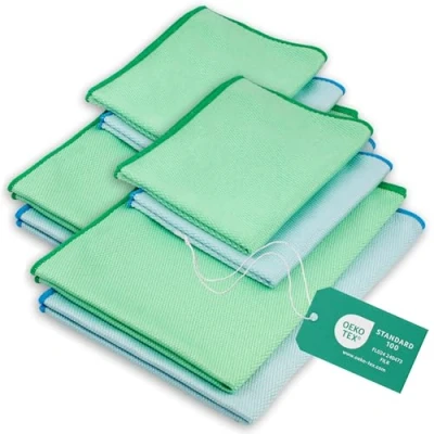 Obrázek ELEXACLEAN Osuška na okno bez šmouh, hadřík autoskla z mikrovlákna (8 kusů, 60 x 40 cm a 30 cm) Oeko TEX® Standard 100 utěrky čištění skla