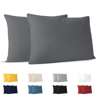 Obrázek Dreamzie povlak na polštář 40 x 60 cm (sada 2) 100% žerzejová bavlna 150 g/m2 antracitový pro polštáře odolný a hypoalergenní