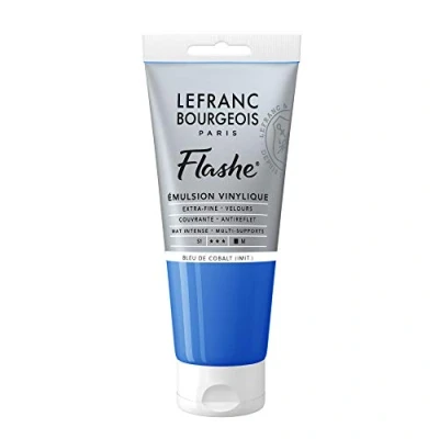 Obrázek Lefranc Bourgeois 300502 Flashe akrylová barva &amp; vinylová barva, vysoce pigmentovaná, elastická, stálá na světle, odolná proti stárnutí, matná, pro vnitřní i venkovní použití, 80 ml tuba kobaltově modrá