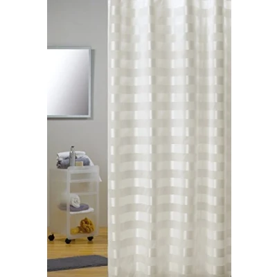 Obrázek MSV Cotexsa od Premium textilní sprchový závěs proti plísním antibakteriální, lze prát, 100% vodotěsný, s 12 kroužky na polyester, krém &quot;Amalfi&quot; 180 x 200 cm Made in Spain