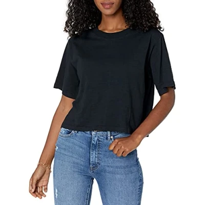 Obrázek The Drop Damen Sydney T Shirt, kurzer Cropped Stil, Rundhalsausschnitt, Schwarz, S