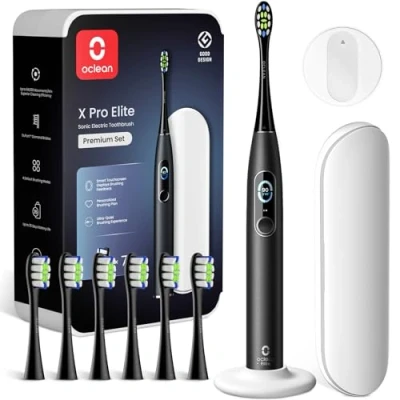 Obrázek Oclean Elektrický zubní kartáček X Series Pro Elite Gift sada se 7 hlavicemi kartáčků a držákem na stěnu cestovním pouzdrem, sonický s dotykovou obrazovkou, Sonic Electric Toothbrush