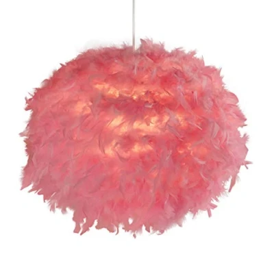Obrázek Lighting Collection Hängelampenschirm, rund, Federkugel, einfach anzubringen, 50 cm, Rosa
