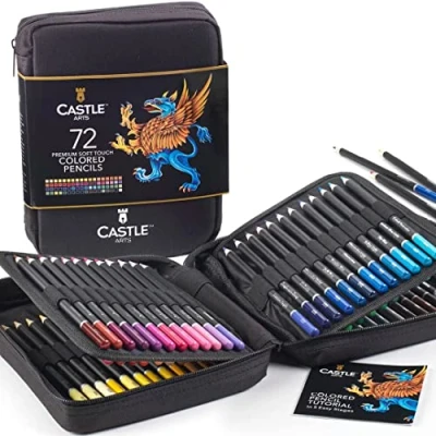 Obrázek Castle Art Supplies 72 Buntstifte Set Hochwertige Farbminen mit weichem Kern für erfahrene Künstler, Profi und Farbkünstler In übersichtlichem, robustem Reißverschlussetui