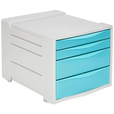 Obrázek Leitz Esselte Schubladenset, 4 teiliger Schreibtisch Organisator, Ablagefächer für Unterlagen und Schreibwaren, Zuhause/Büro, zur Schreibtischorganisation, Colour&#039;Breeze Serie, Blau, 626284