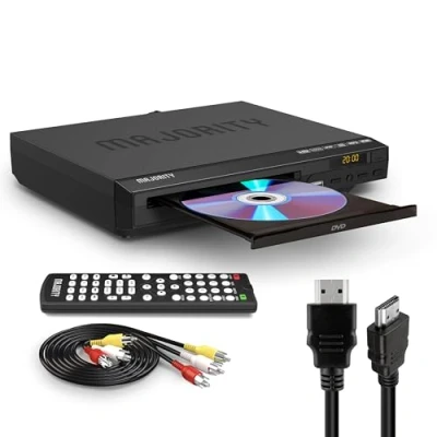 Obrázek DVD Player für Fernseher HDMI CD Spieler Region Free Klein Mini Kabel, RCA Kabel &amp; Fernsteuerung Inklusive Majority