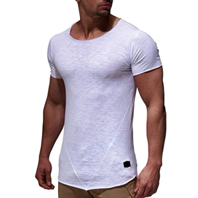 Obrázek Leif Nelson pánské letní tričko s kulatým výstřihem Regular Fit 100% bavlna, Casual Basic krátký rukáv, bílá