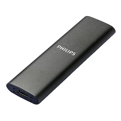 Obrázek PHILIPS Externe Portable SSD 1 TB Ultra Slim SATA Speed USB C, Lesegeschwindigkeit bis zu 540 MB/s, Aluminium