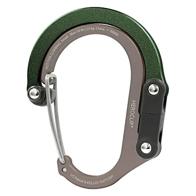 Obrázek GEAR AID HEROCLIP karabina malá dvojitá otočná háček pro kočárek, kabelku a batoh lehký robustní přívěsek na klíče s multifunkční funkcí kempování, rybaření