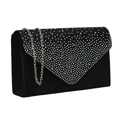 Obrázek SwankySwans Abby Diamante Envelope Style Bag Clutch, černá (Black)