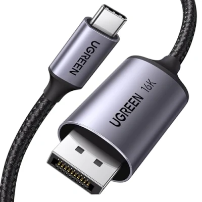 Obrázek UGREEN USB C DisplayPort 2. 1 kabel 16K@30Hz 8K@120Hz 4K@240Hz 2K@240HZ, 40Gbps Thunderbolt 3/4 na DP kabel, HDR, UHBR10, kompatibilita s iPhone 15 Serie, Mac mini M4, Macbook Pro/Air, iPad Pro(1M)