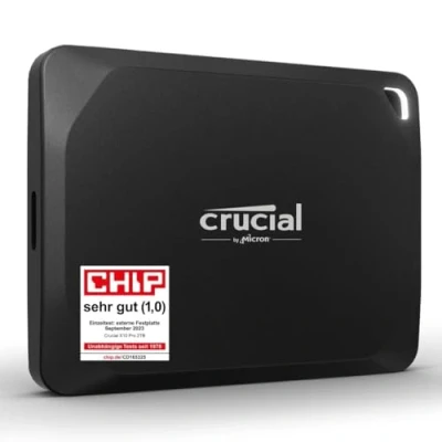 Obrázek Crucial X10 Pro 1TB Externe SSD Festplatte, bis zu 2100MB/s Lesen und 2000MB/s Schreiben, Portable Solid State Drive, USB C 3.2, PC Mac, Wasser Staubgeschützt CT1000X10PROSSD902