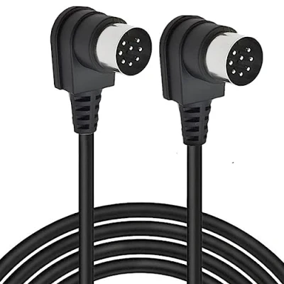 Obrázek HUHANGGod Duální 90stupňový úhel velký 8pinový DIN konektor k mužskému reproduktoru audio kabel, 2 x 90 stupňů prodlužovací kabel pro Bang a Olufsen B&amp;O PowerLink BeoLab 5 metrů