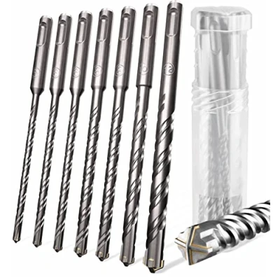 Obrázek KSP TEC® Sada vrtáků SDS Plus Příklepové vrtáky na beton se 4 břity ve velikostech 5,6,8,8,10,12 vrták do betonu (SDS Plus, 7dílná)