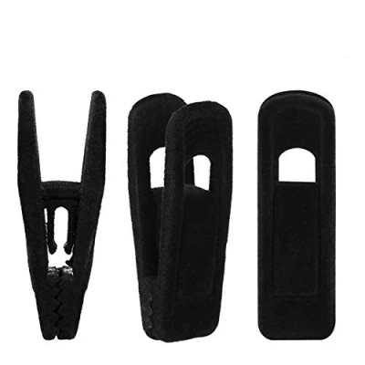 Obrázek Tinfol Velvet Kleiderbügel Clips 24 Stück, Hosen Samt Clips, starker Finger beflockt ideal für Verwendung mit schlanke Kleiderbügel, Samt, schwarz