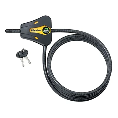 Obrázek Master Lock 8419DPF Python kabelový zámek s klíčem, 1 balení, černý a žlutý, průměr 1,8 m x 5/16 palce