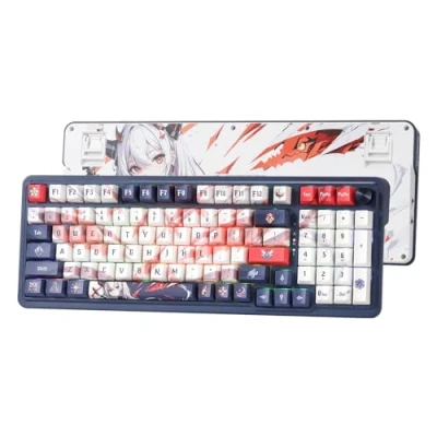 Obrázek Redragon K686 Pro SE 98 tlačítek plynová sada RGB herní klávesnice, 3 režimy anime mechanická klávesnice s podstavcem Hot Swap, speciální ovládání otočným knoflíkem a podložky tlumící hluk, Custom