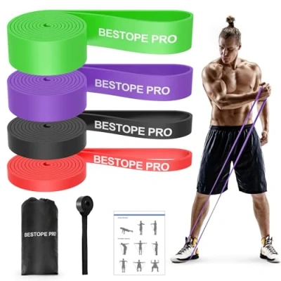 Obrázek Fitnessbänder mit 4 Widerstandsstufen, Resistance Bands Set Türanker, Pull Up Widerstandsbänder, Klimmzugband für Fitness/Stretching/Yoga/Krafttraining/Pilates/Crossfit