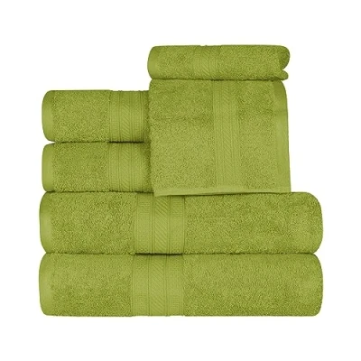 Obrázek Superior Langstapelige 100% gekämmte Baumwolle, 700 g/m², langlebig, Plüsch und saugfähig, 6 teiliges einlagiges Handtuch Set, 2 Gesichts /Waschlappen, Handtücher, Badetücher, grüne Essenz