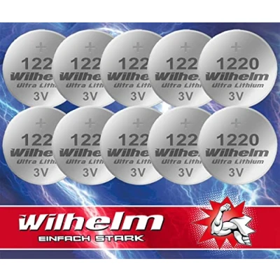 Obrázek 10 x CR1220 CR 1220 WILHELM lithiová knoflíková baterie 3 V 40 mAh ø12 2,0 mm DL1220