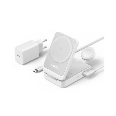 Obrázek Anker MagGo 3 In 1 Foldable Bezdrátová Nabíječka 15W Bílá