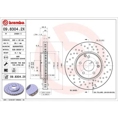Obrázek BREMBO 09.8304.2X Bremsscheiben